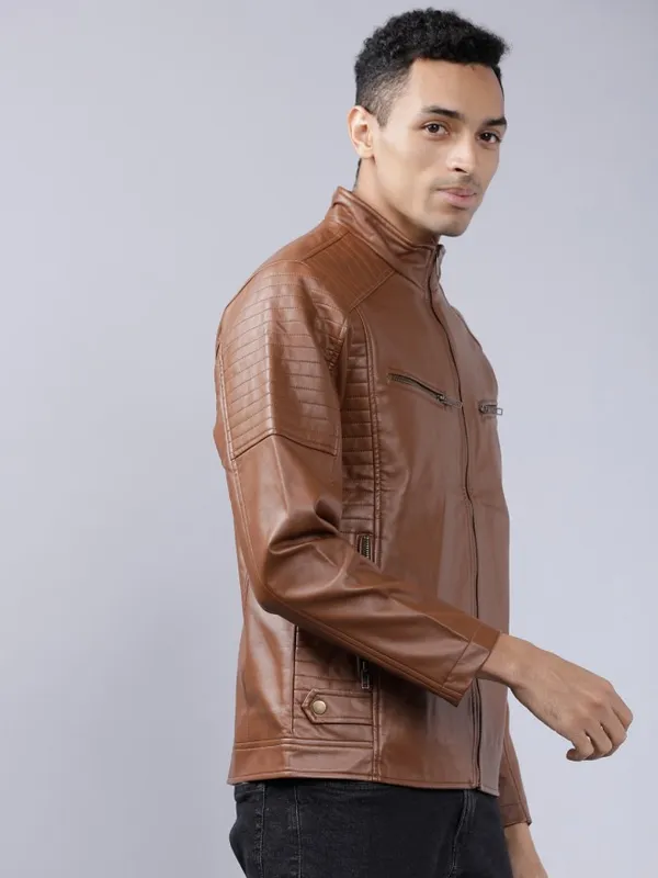  Highlander Men Brown Solid Jackets