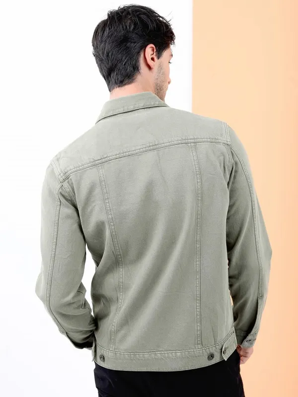 Locomotive Men Olive Solid Open Front Jacket