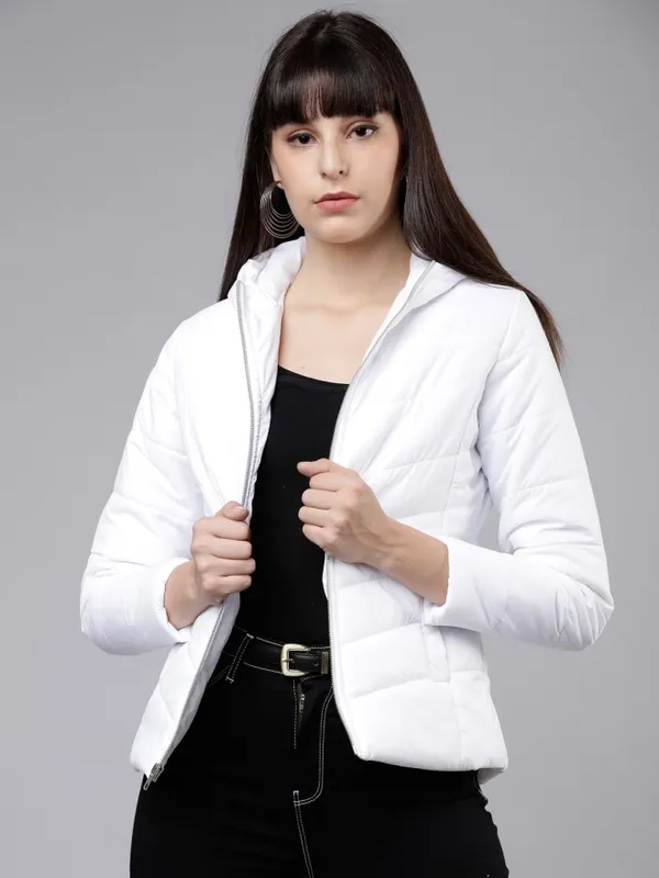 Women Solid Hoodie Jacket