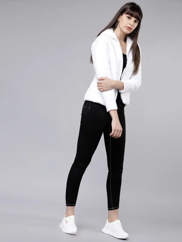 Women Solid Hoodie Jacket