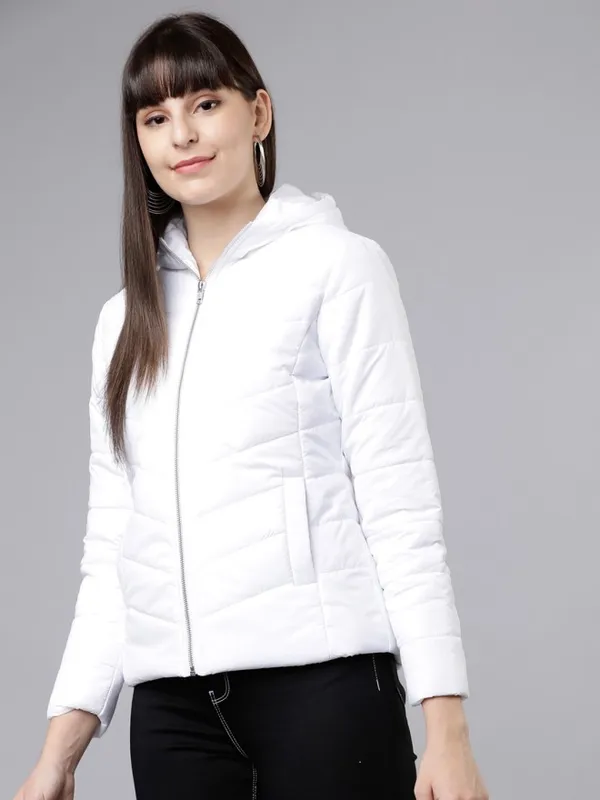 Women Solid Hoodie Jacket