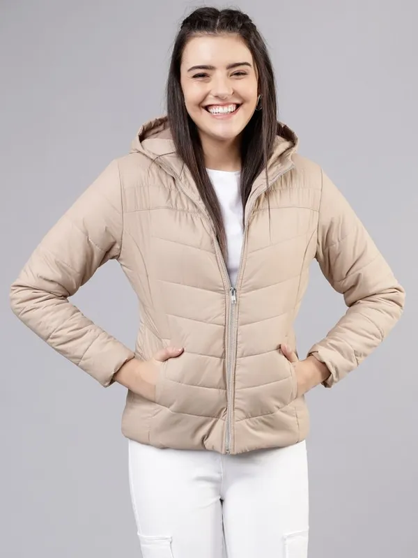 Women Solid Hoodie Jacket