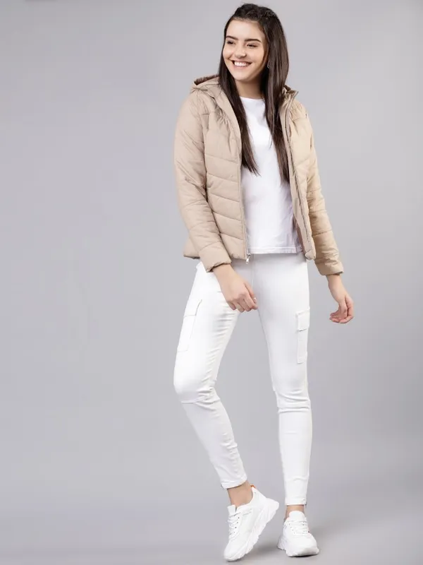 Women Solid Hoodie Jacket