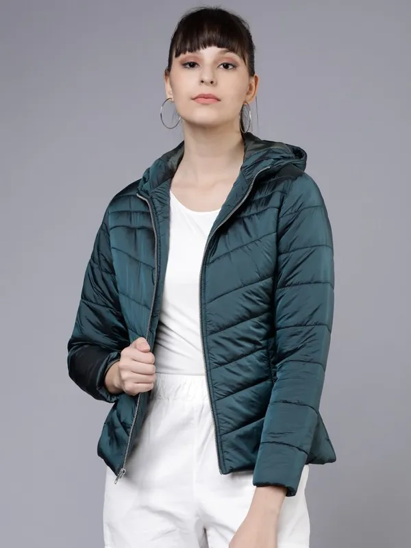 Women Solid Hoodie Jacket