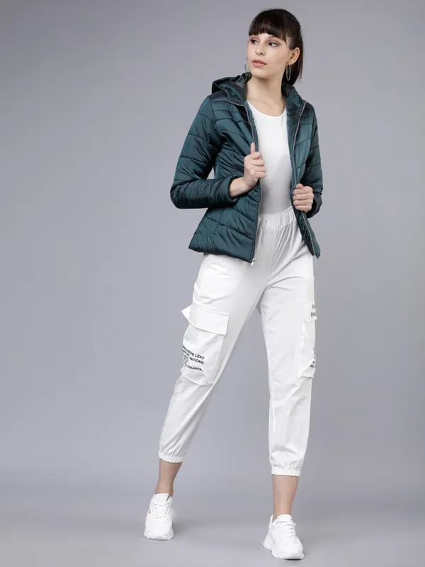 Women Solid Hoodie Jacket