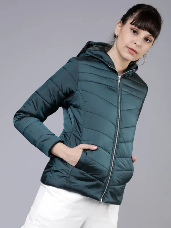 Women Solid Hoodie Jacket
