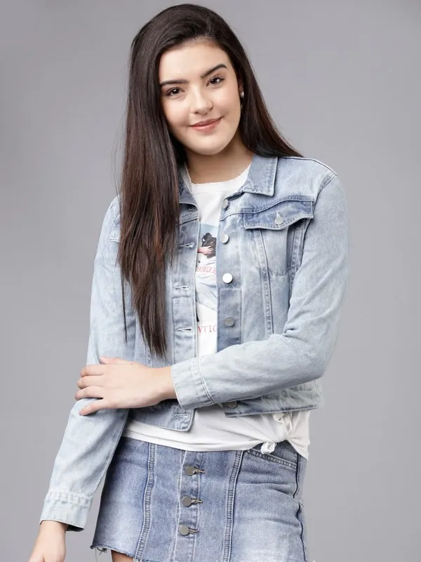  Tokyo Talkies Women Blue Denim Jacket Jackets