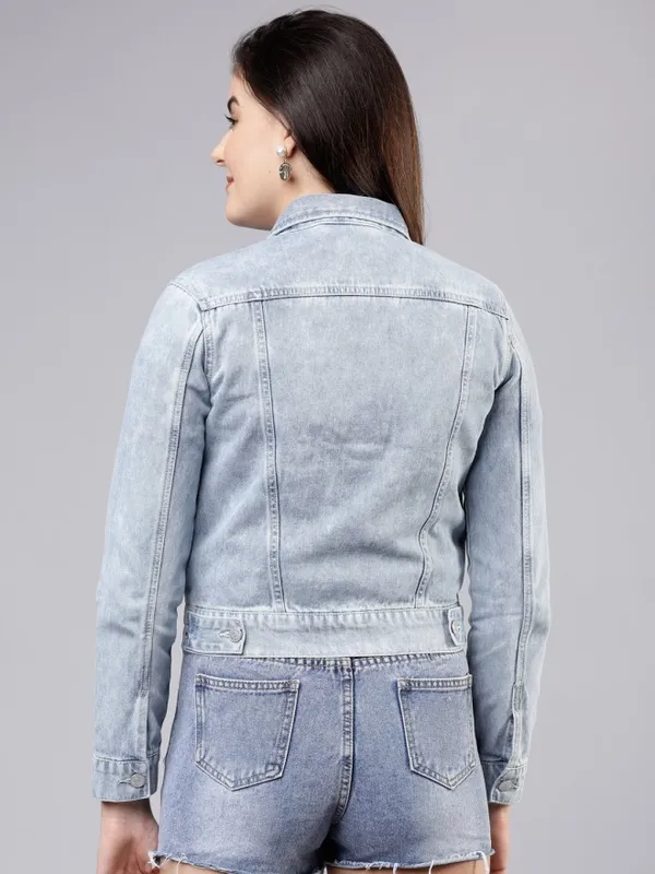  Tokyo Talkies Women Blue Denim Jacket Jackets