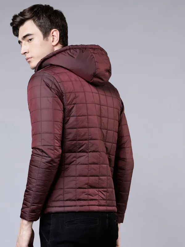  Highlander Men Burgundy Solid Jackets