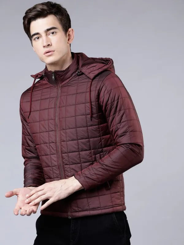  Highlander Men Burgundy Solid Jackets