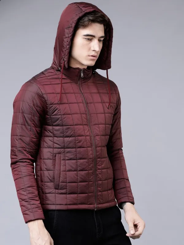  Highlander Men Burgundy Solid Jackets