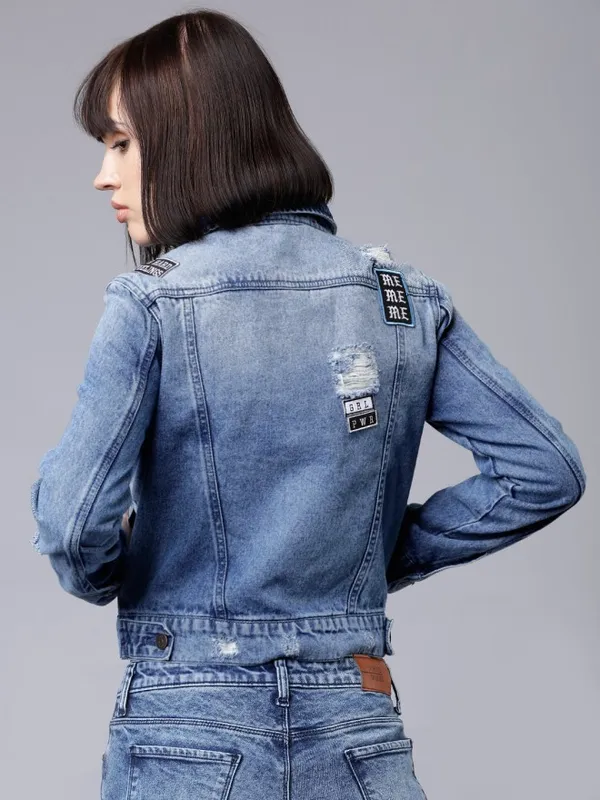 Tokyo Talkies Women Blue Denim Jacket