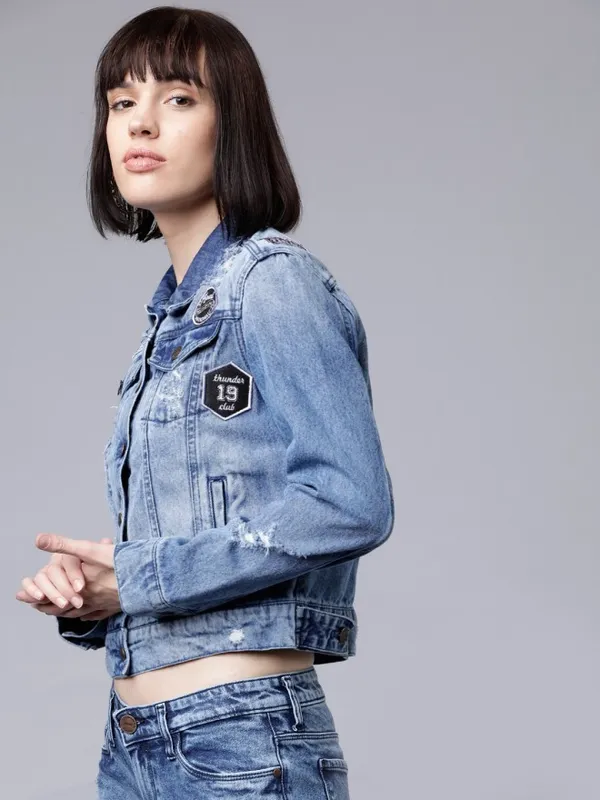 Tokyo Talkies Women Blue Denim Jacket