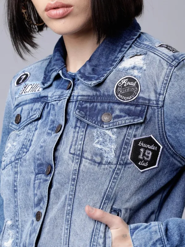 Tokyo Talkies Women Blue Denim Jacket
