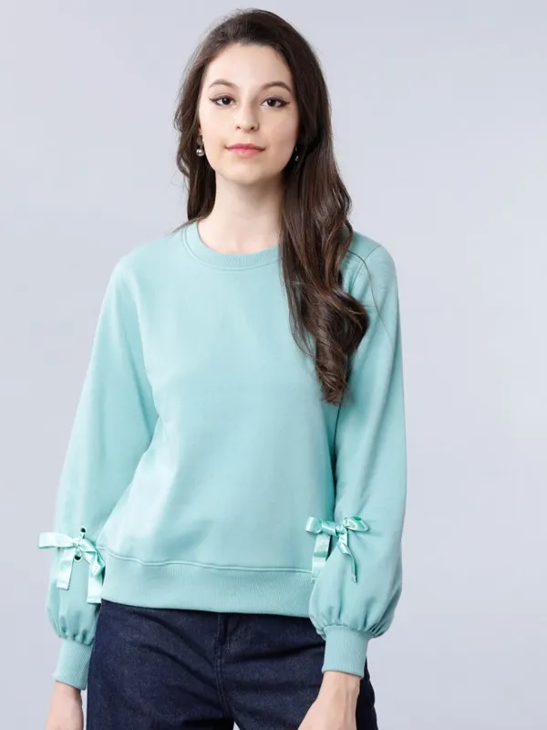  Tokyo Talkies Women Green Solid Pullover Sweatshirts