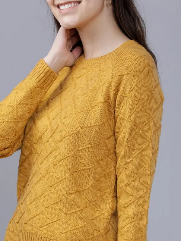  Tokyo Talkies Women Yellow Round Neck Sweaters