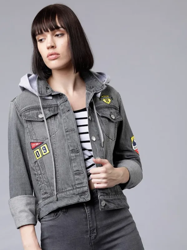 Tokyo Talkies Women Grey Denim Jacket