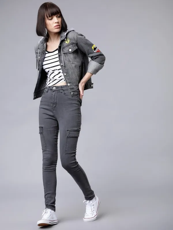 Tokyo Talkies Women Grey Denim Jacket