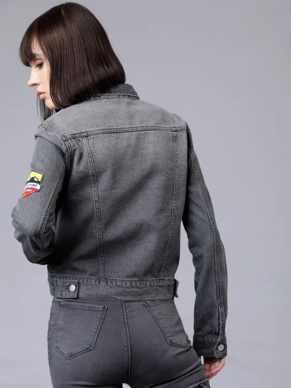 Tokyo Talkies Women Grey Denim Jacket