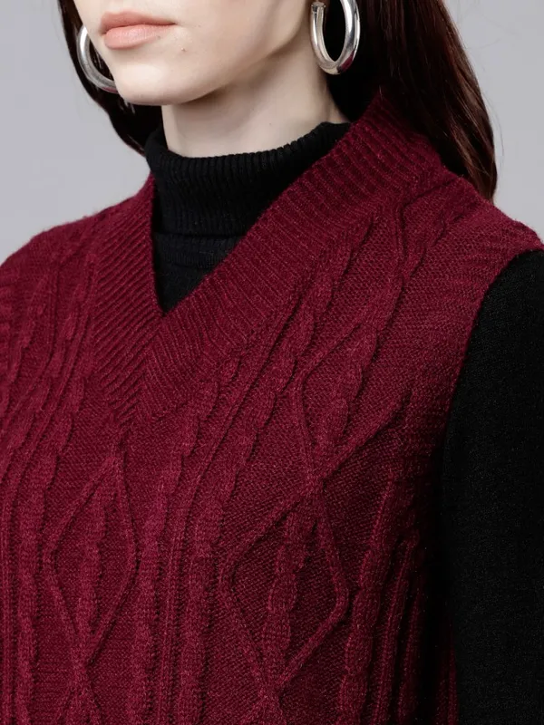  Tokyo Talkies Women Burgundy Sweaters