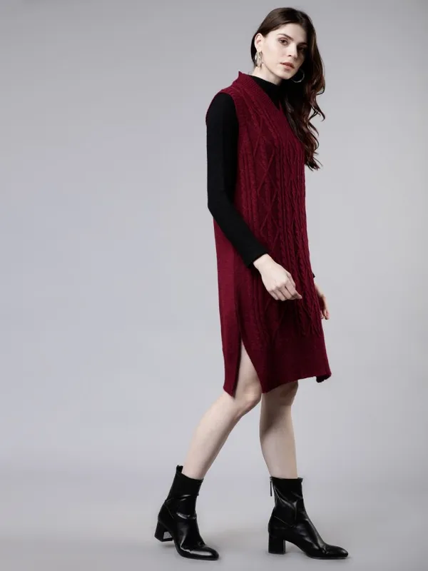  Tokyo Talkies Women Burgundy Sweaters