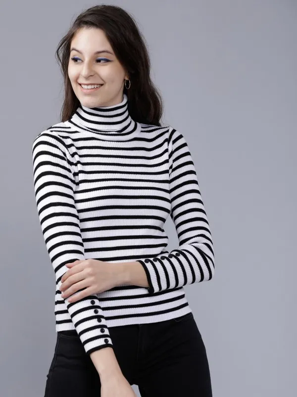  Tokyo Talkies Women White Turtle Neck Sweaters