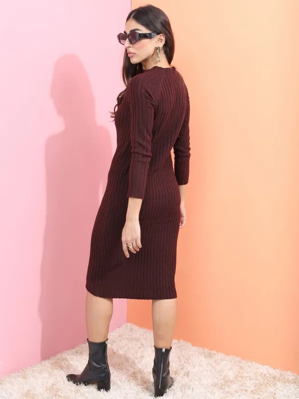  Tokyo Talkies Women Burgundy Sweaters