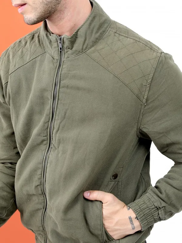  Highlander Men Olive Solid Jackets