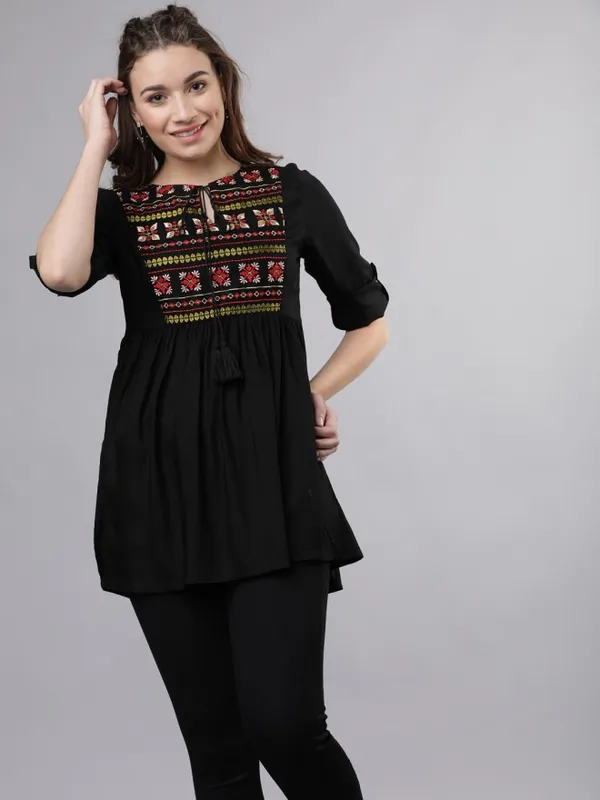  Vishudh Women Black Solid Tunics