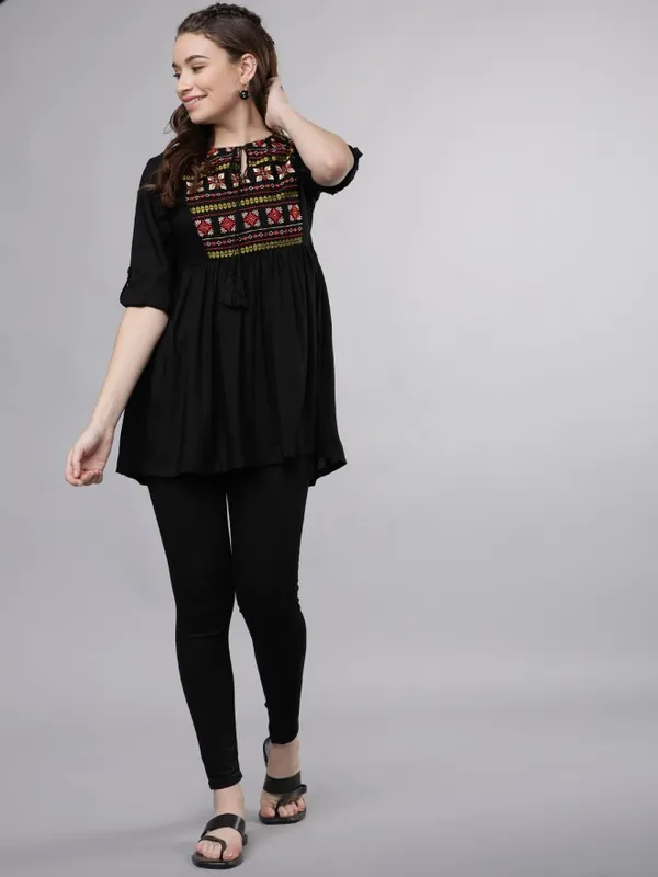  Vishudh Women Black Solid Tunics