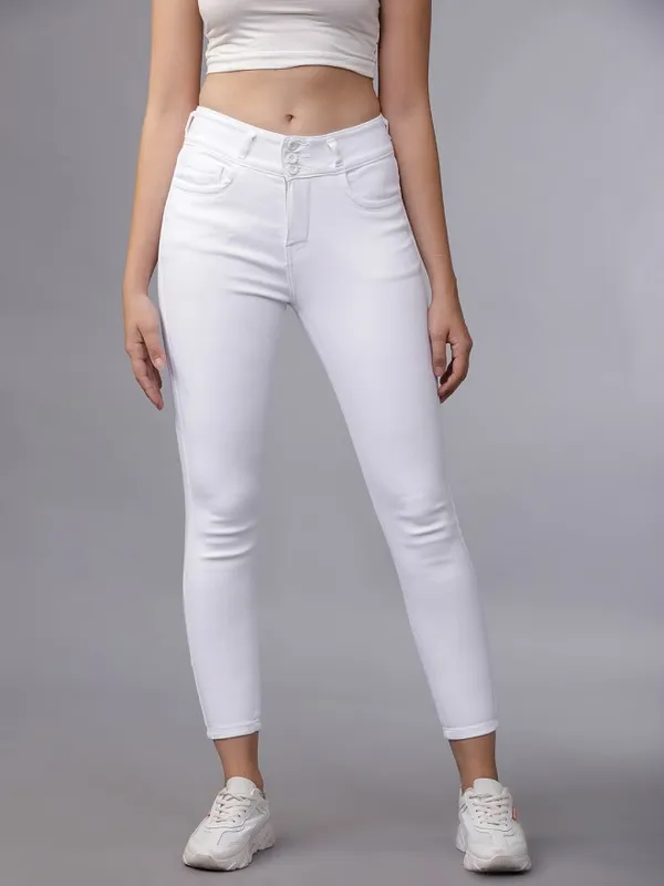  Tokyo Talkies Women White Super Skinny Fit Clean Look Jeans