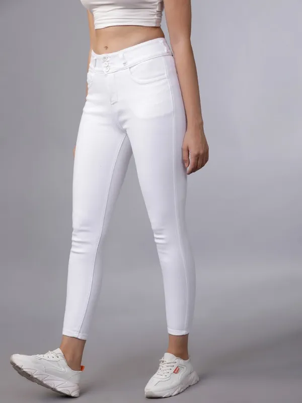  Tokyo Talkies Women White Super Skinny Fit Clean Look Jeans