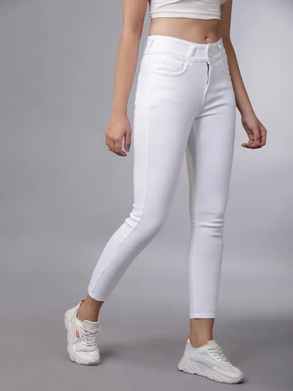  Tokyo Talkies Women White Super Skinny Fit Clean Look Jeans