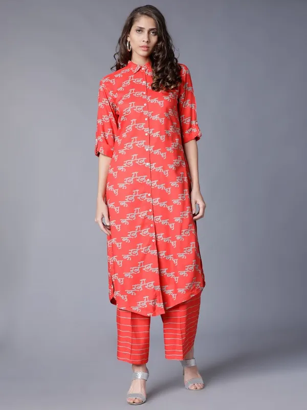  Vishudh Women Orange Printed Kurta Sets