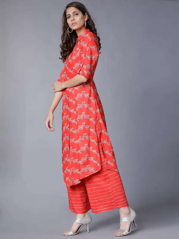  Vishudh Women Orange Printed Kurta Sets