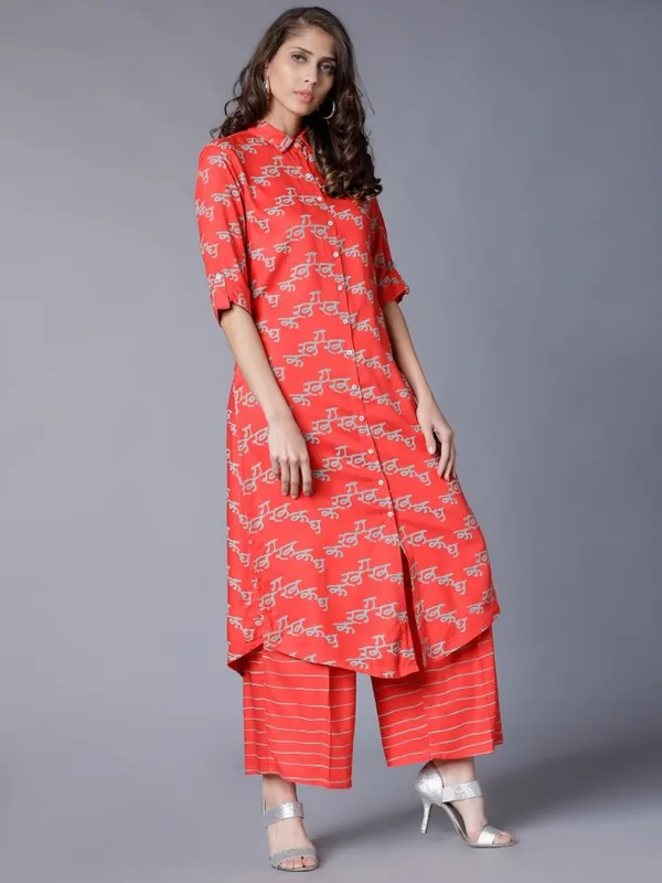  Vishudh Women Orange Printed Kurta Sets