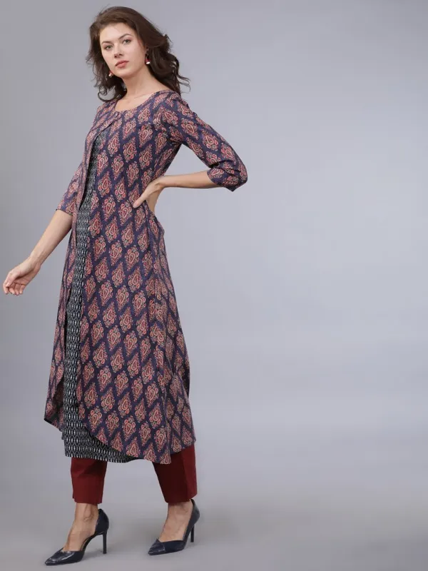  Vishudh Women Navy Blue Printed A-Line Kurtas