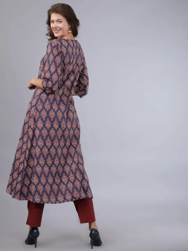  Vishudh Women Navy Blue Printed A-Line Kurtas