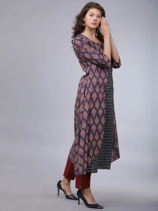  Vishudh Women Navy Blue Printed A-Line Kurtas