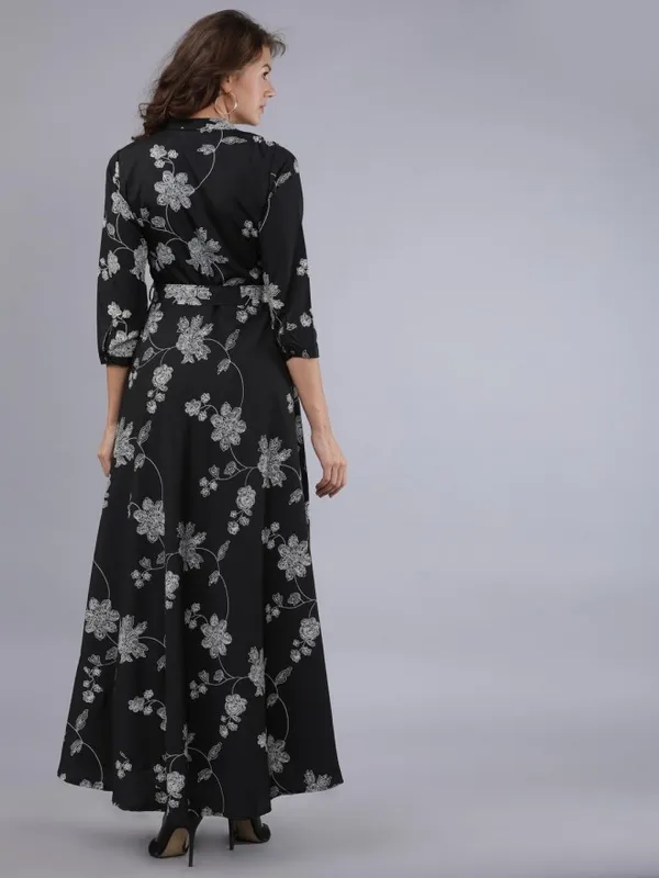  Tokyo Talkies Women Black Printed Maxi Dresses