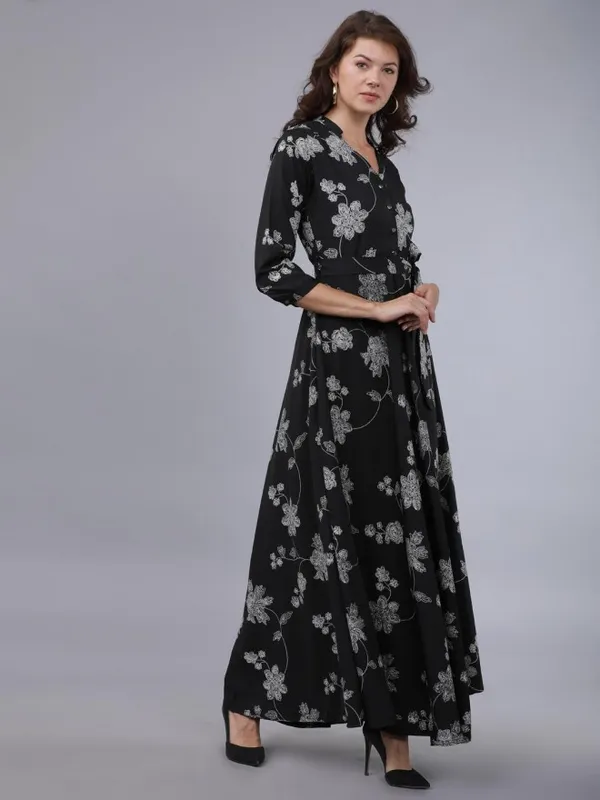  Tokyo Talkies Women Black Printed Maxi Dresses