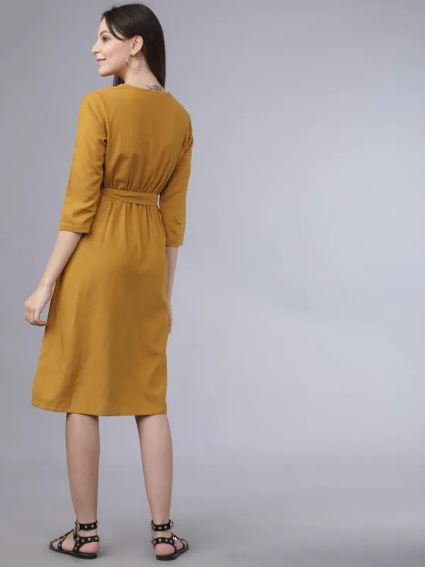  Tokyo Talkies Women Yellow Solid A-Line Dresses