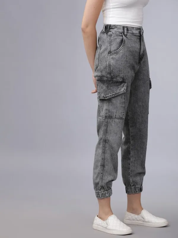  Tokyo Talkies Women Grey Jogger Mildly Distressed Jeans