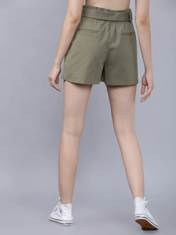  Tokyo Talkies Women Olive Slim Fit Shorts