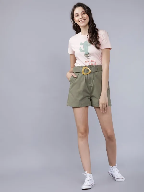  Tokyo Talkies Women Olive Slim Fit Shorts