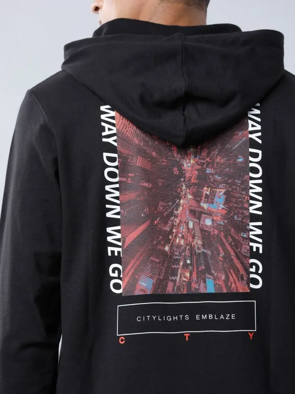 Highlander Men Black Hooded Pullover Sweatshirt