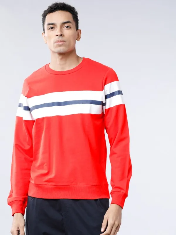  Highlander Men Red Round Neck Pullover Sweatshirts