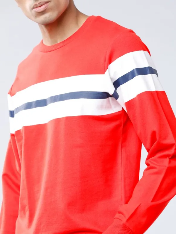  Highlander Men Red Round Neck Pullover Sweatshirts