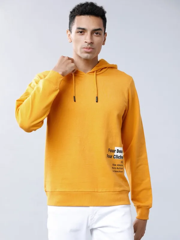  Locomotive Men Yellow Hood Pullover Sweatshirts