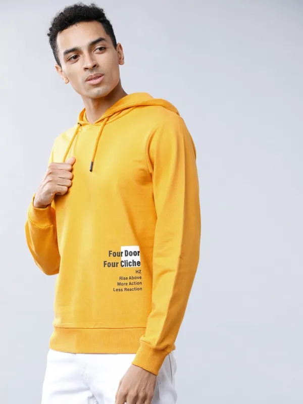  Locomotive Men Yellow Hood Pullover Sweatshirts